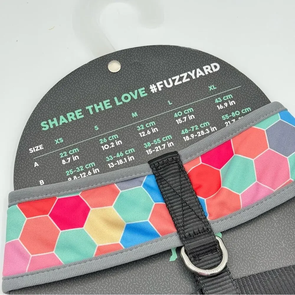 Fuzz Yard Grey Colorful Hexagon Print Adjustable Harness Dog’s Size Large